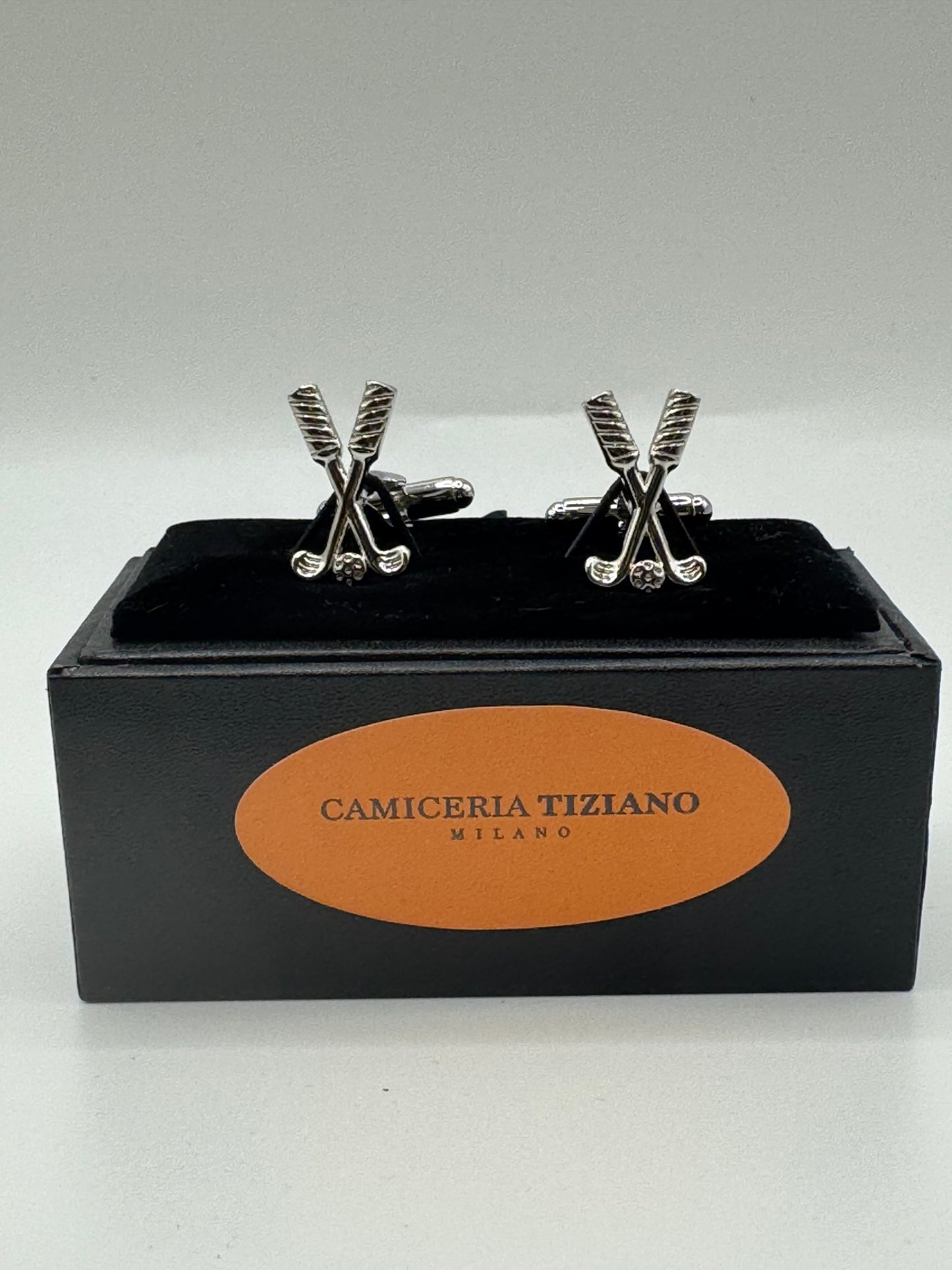Gemelli da polso Mazze da golf incrociate cromo 349