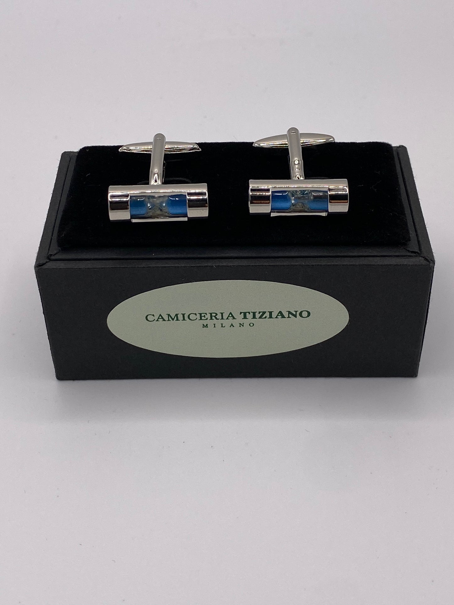 Gemello da polso. CLESSIDRA CON POLVERE AZZURRO 226( capovolgendola la polvere si sposta )