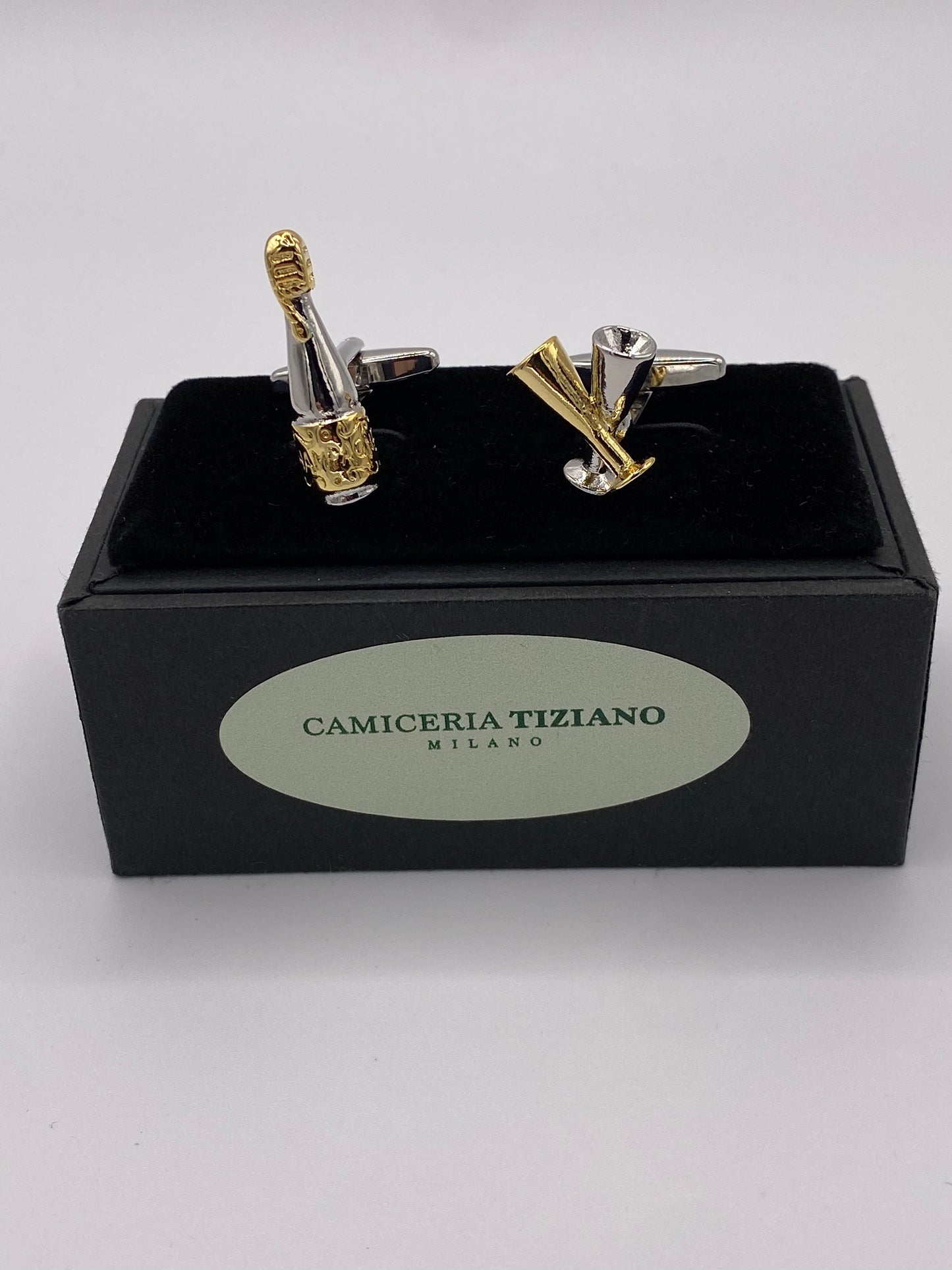 Gemello da polso BOTTIGLIA CHAMPAGNE E CALICI 010