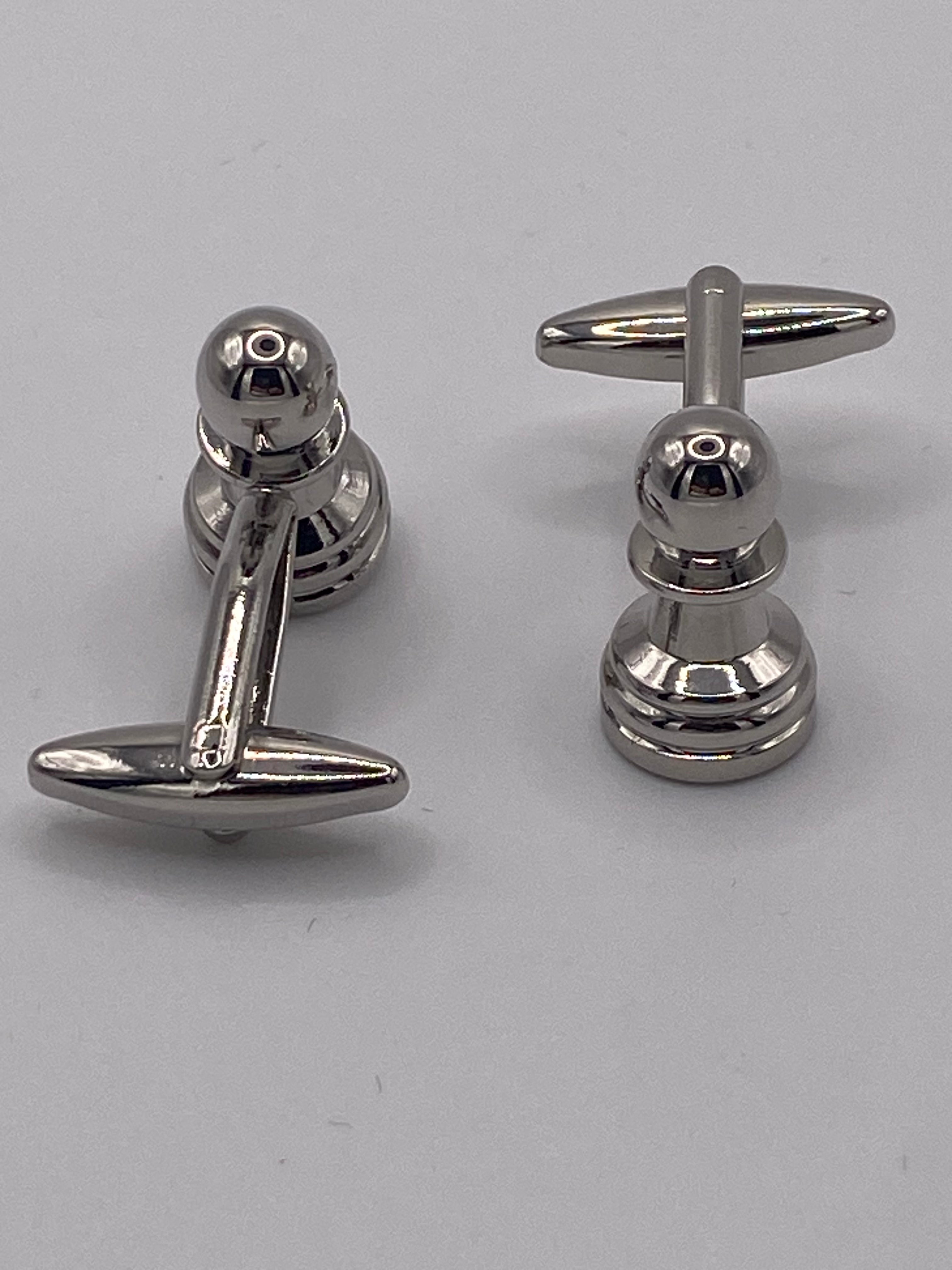 Gemelli A Scacchiera Teroon – Quadrati Color Argento, Con Archetto Girevole, In Astuccio Regalo, Ideali Per Sposi O Cerimonie